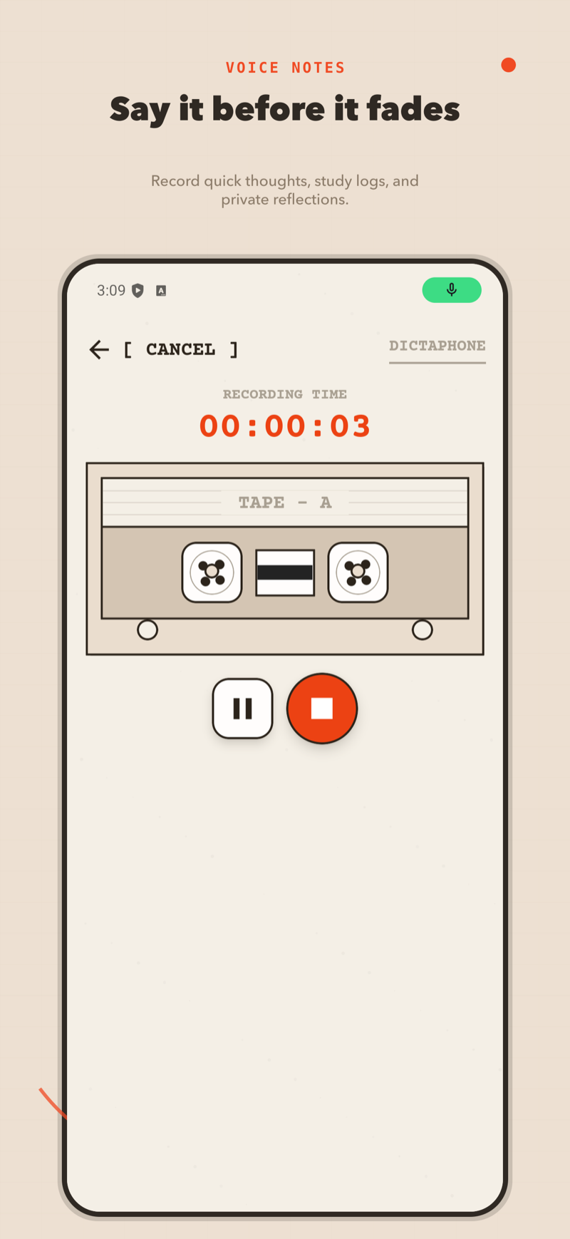 Capturing a voice note entry